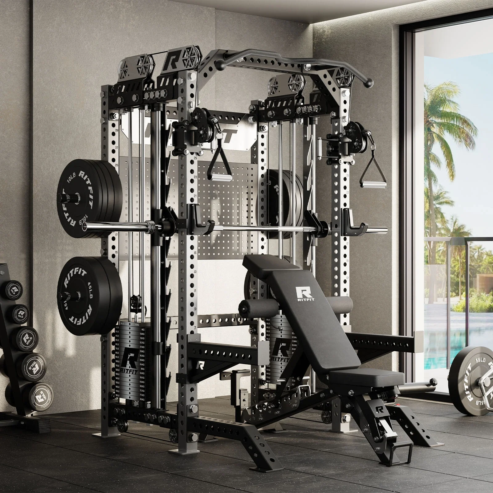 RitFit M3 Home Gym Smith Machine with Cable Crossover - Image 9