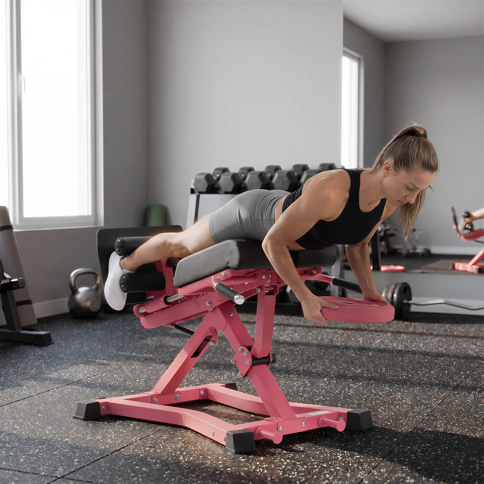 RitFit BE01 Pink Adjustable Back Extension Machine for Home and Gym - Image 3