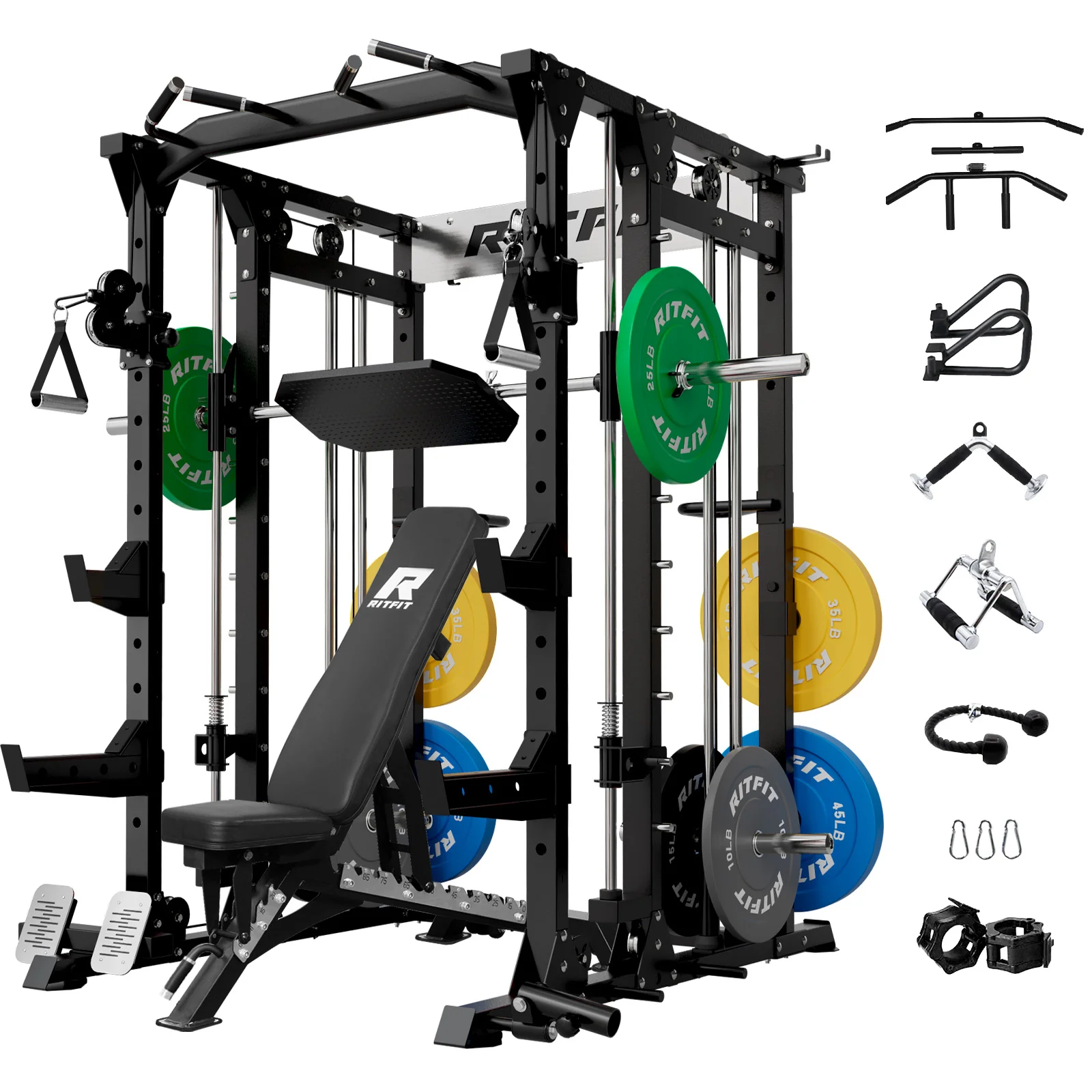 RitFit BUFFALO Smith Machine Home Gym Package with Lat Pull Down and Cable Crossover - Image 13
