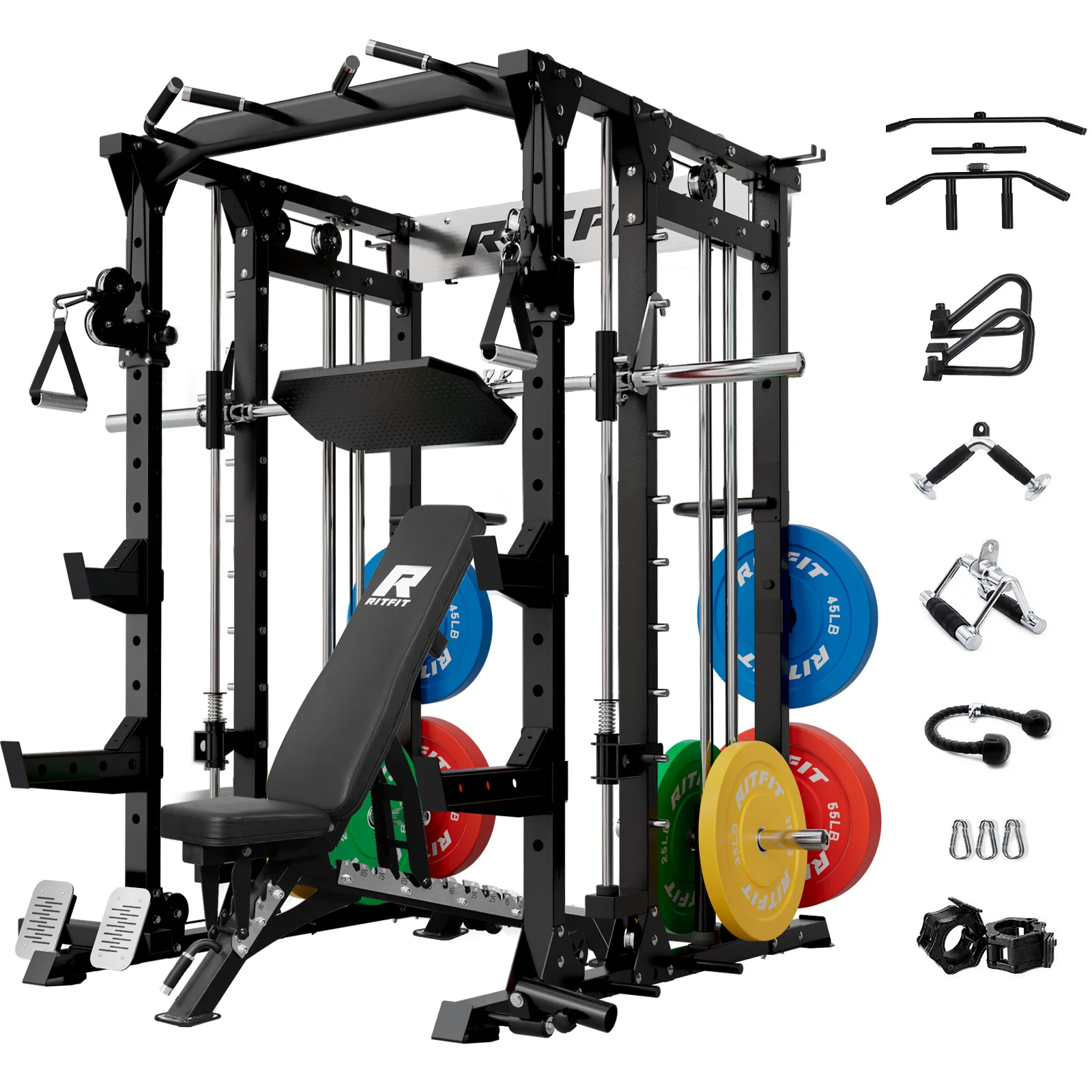RitFit BUFFALO Smith Machine Home Gym Package with Lat Pull Down and Cable Crossover - Image 14