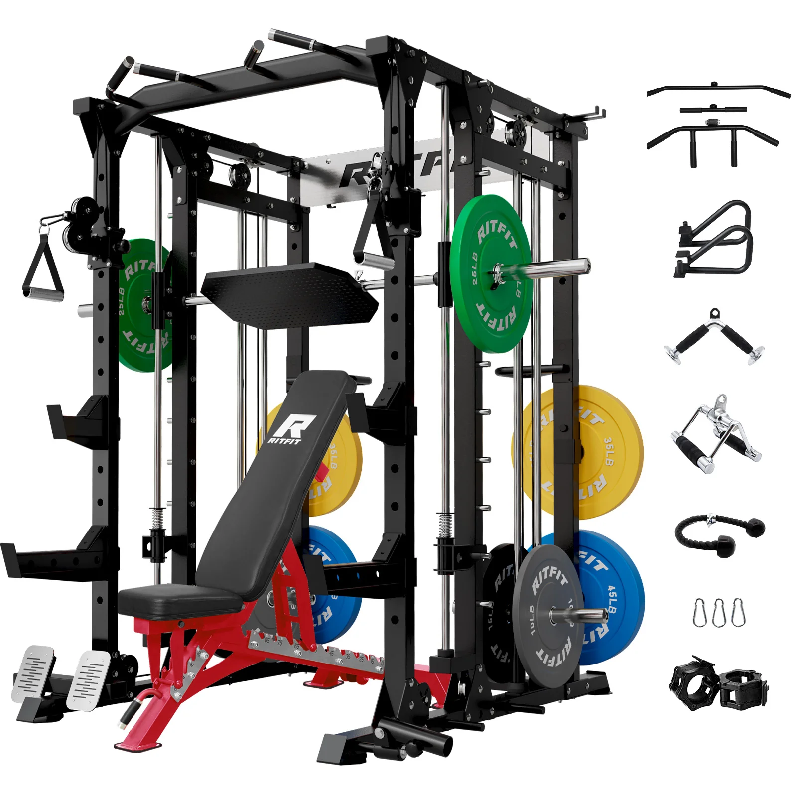 RitFit BUFFALO Smith Machine Home Gym Package with Lat Pull Down and Cable Crossover - Image 16