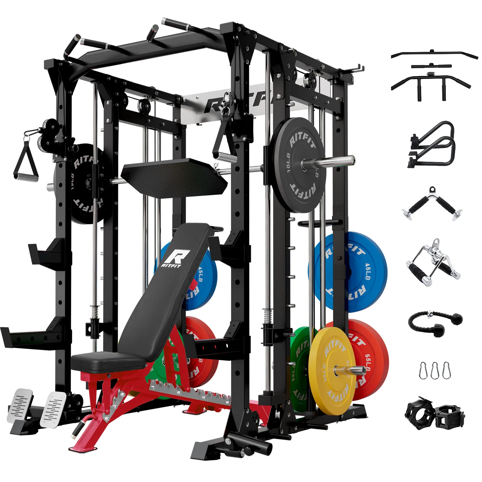 RitFit BUFFALO Smith Machine Home Gym Package with Lat Pull Down and Cable Crossover - Image 18