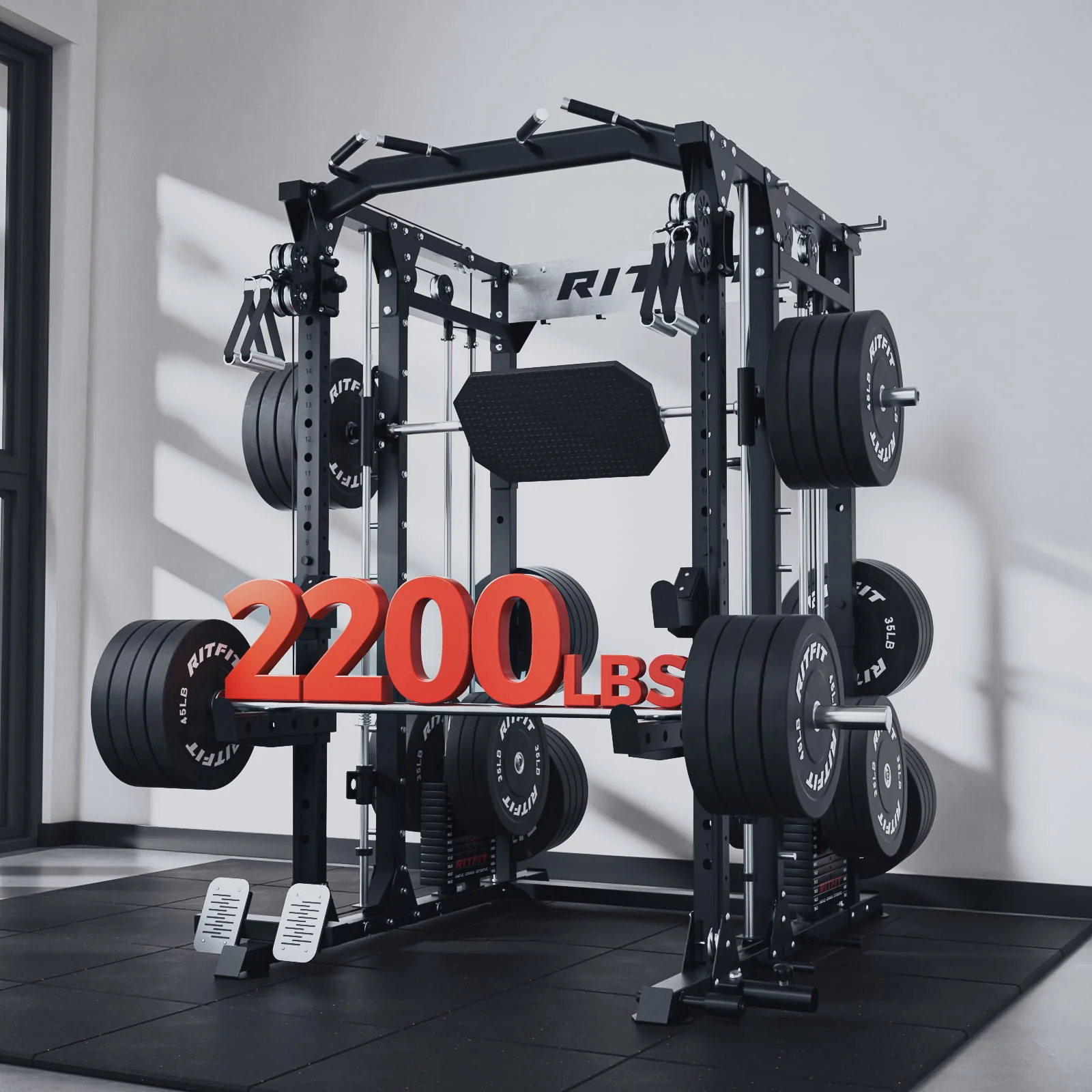 RitFit Buffalo Wild Smith Machine with Adjustable Dual Cable System - Image 6