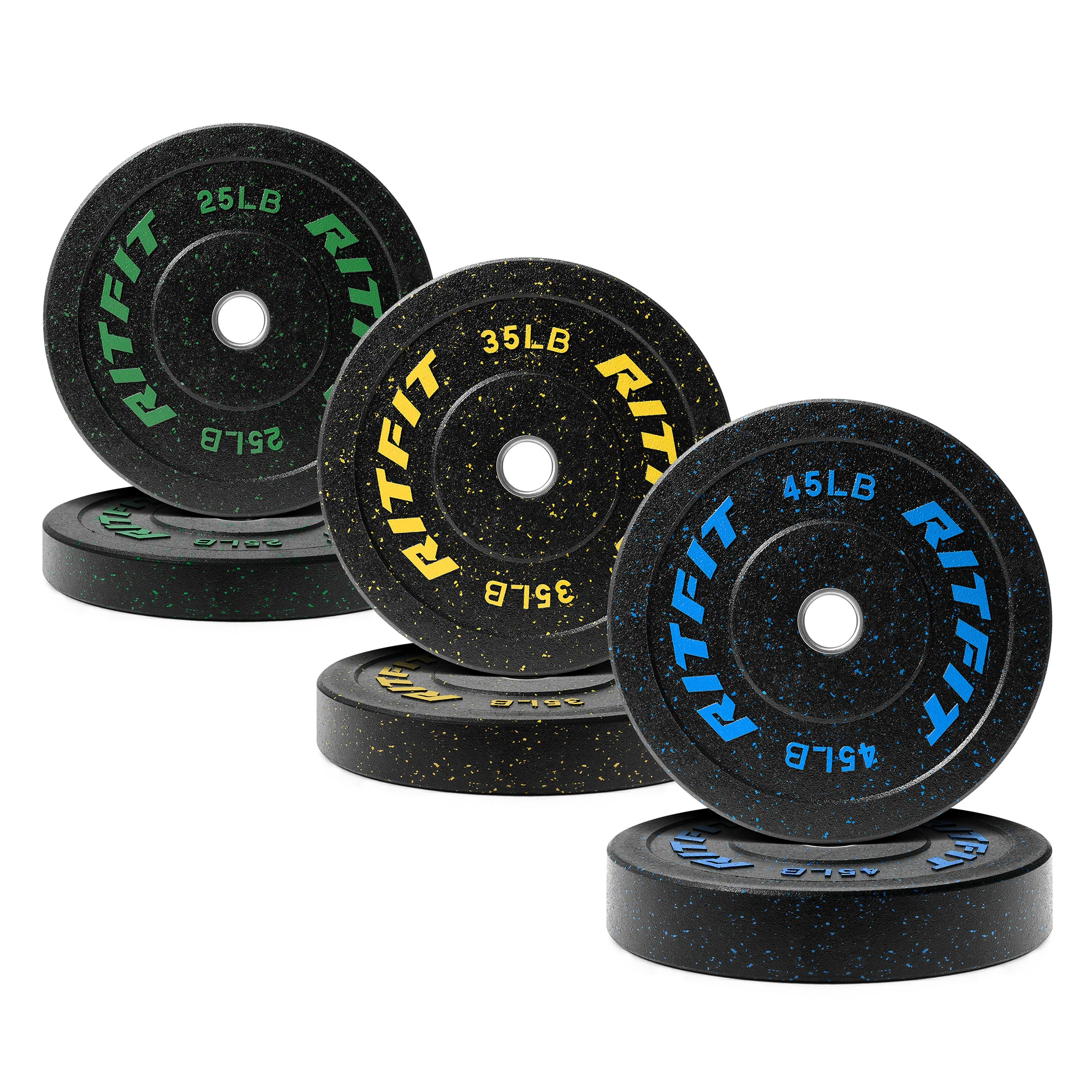 RitFit Fleck Bumper Plates 2-Inch Olympic Rubber Weight Plates - Image 22