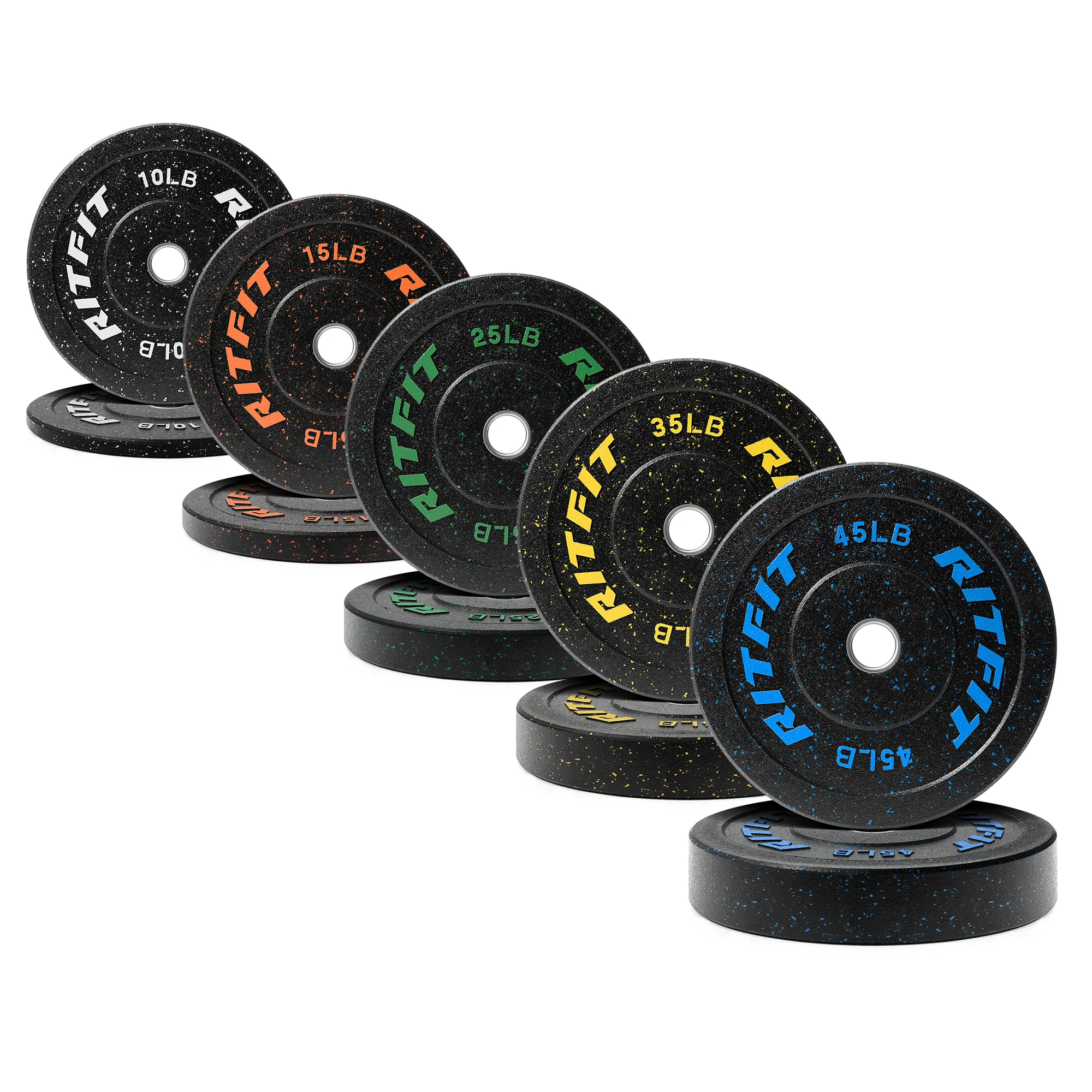 RitFit Fleck Bumper Plates 2-Inch Olympic Rubber Weight Plates - Image 23