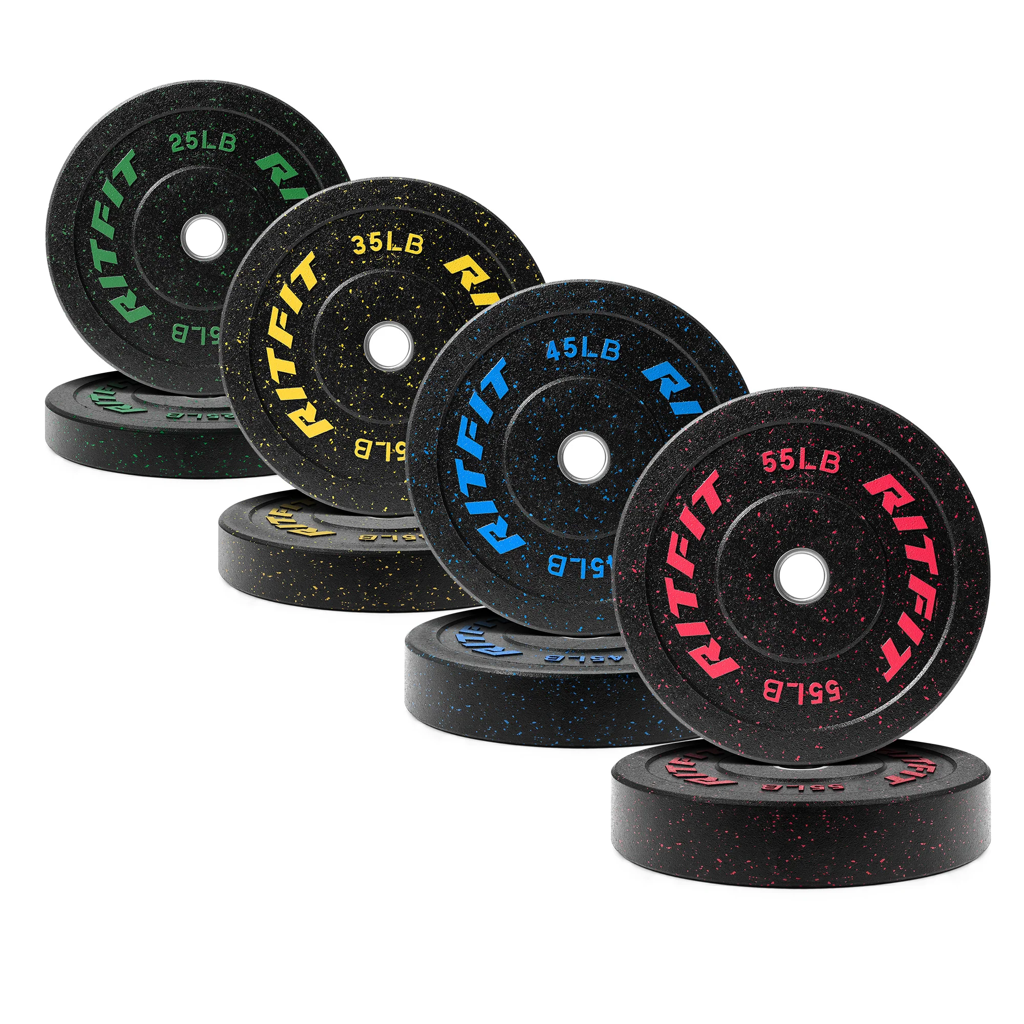 RitFit Fleck Bumper Plates 2-Inch Olympic Rubber Weight Plates - Image 24