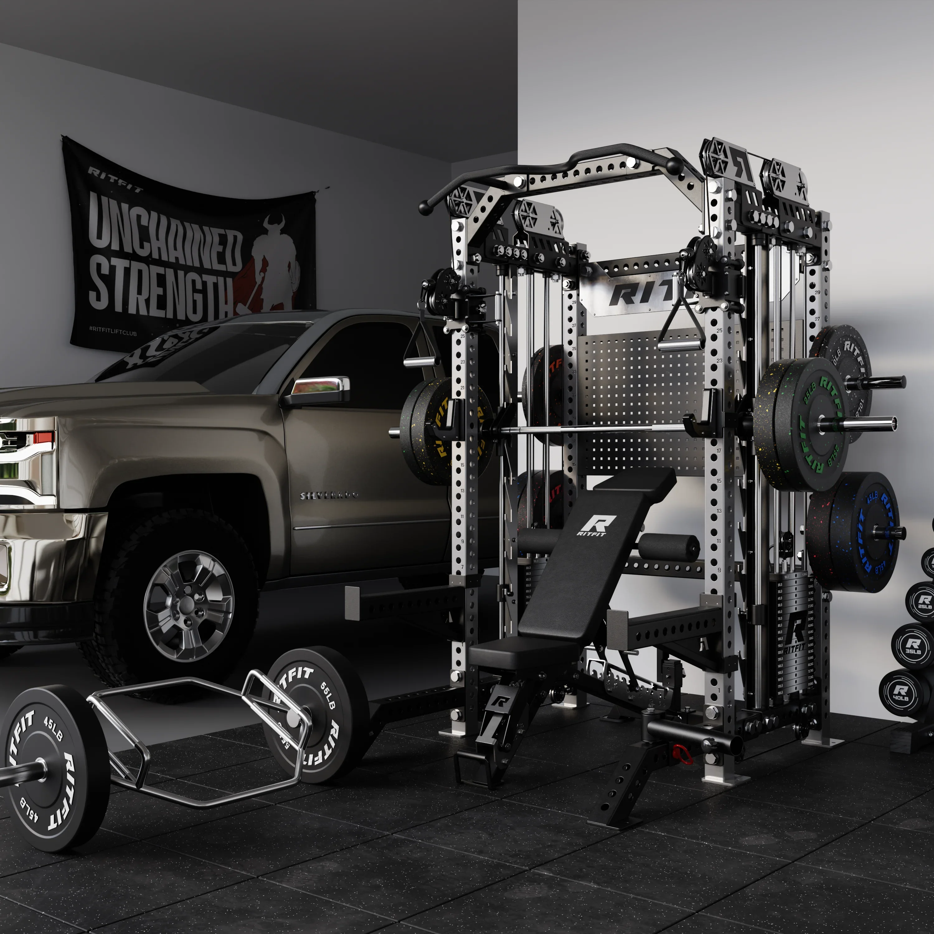RitFit Limited Edition M3 Home Gym Smith Machine with Cable Crossover - Image 12