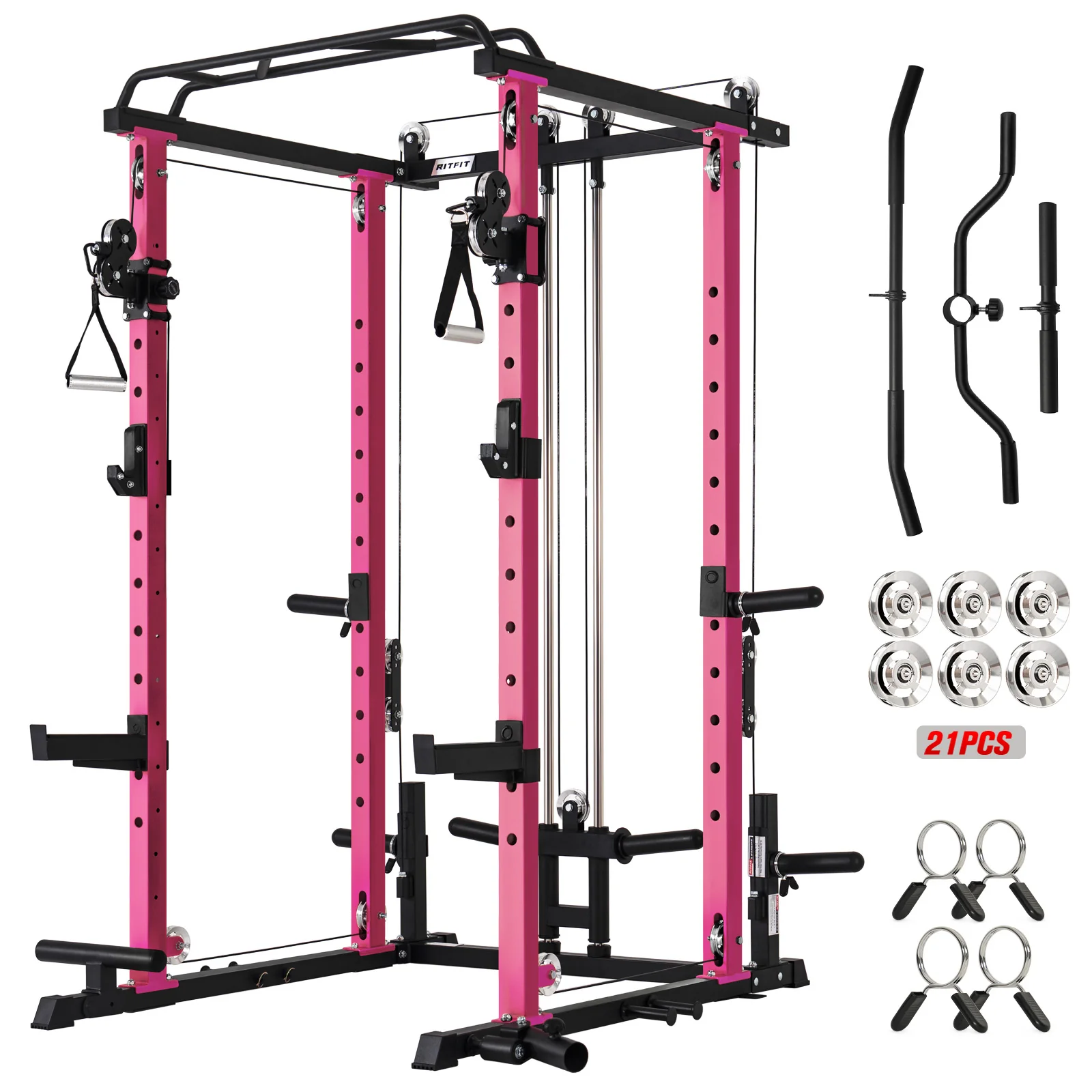 RitFit P3 Pink Power Cage 1200lbs Home Gym Package - Image 8