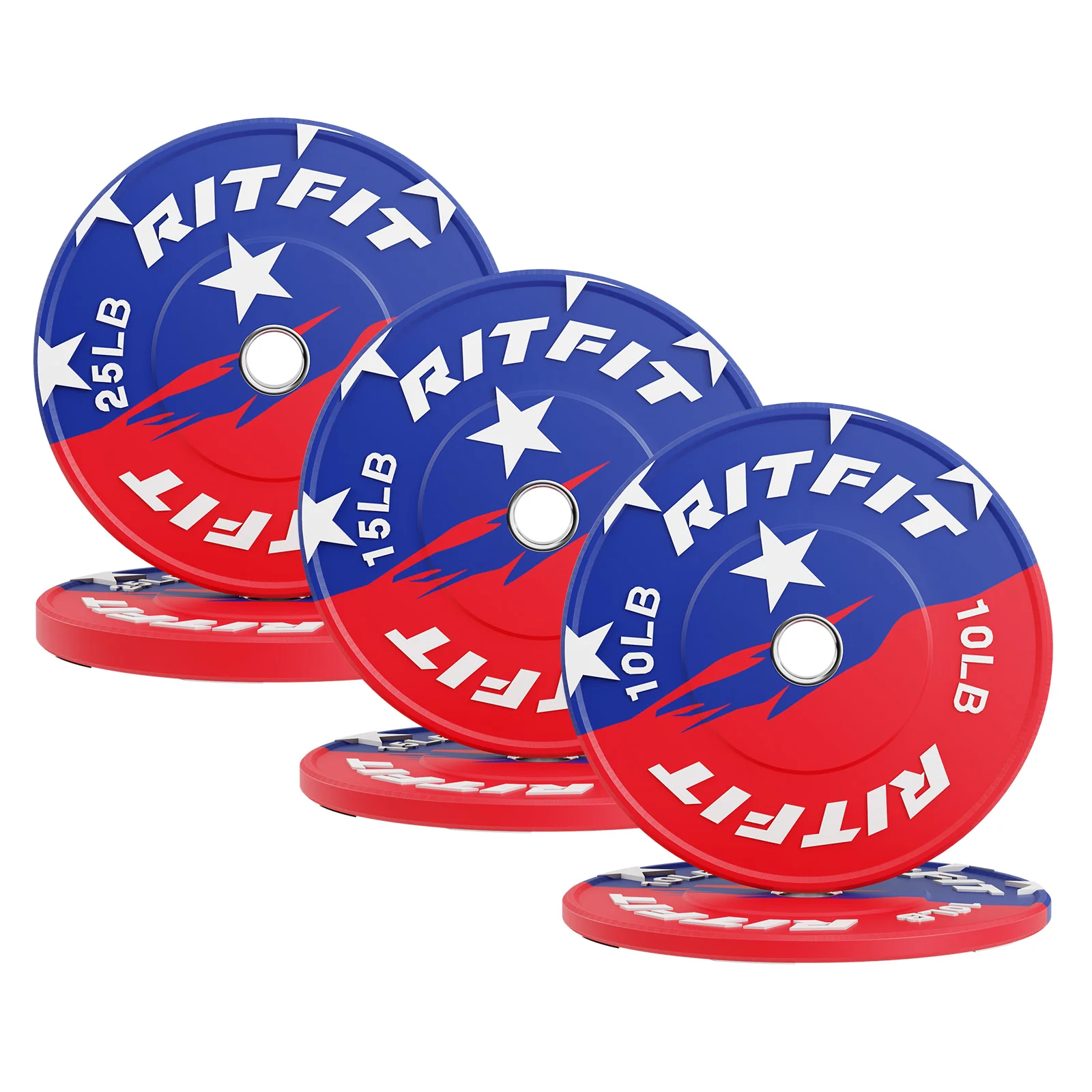 RitFit Patriotic Color Bumper Plates 2 Inch Olympic Rubber Weight Plates - Image 10