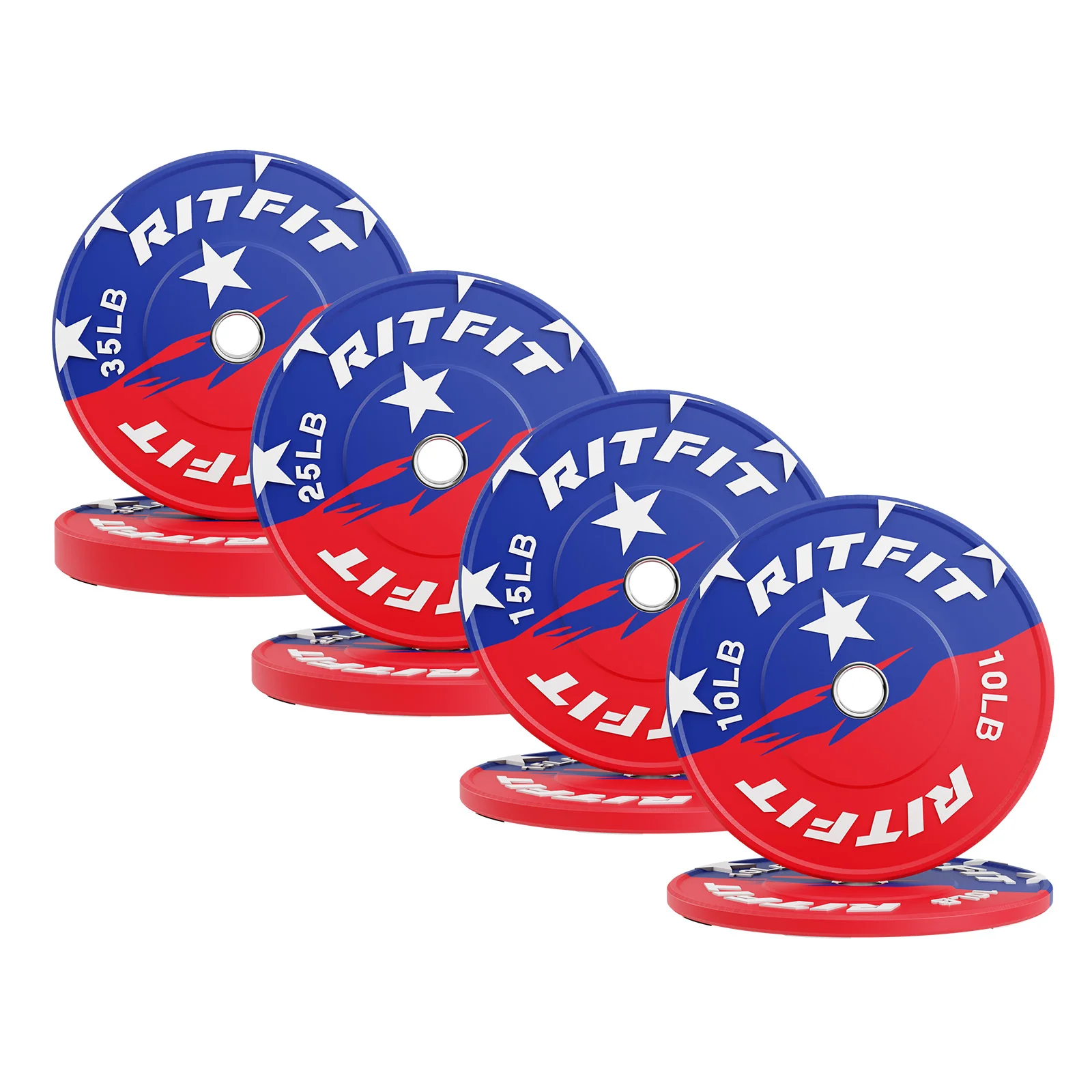 RitFit Patriotic Color Bumper Plates 2 Inch Olympic Rubber Weight Plates - Image 11