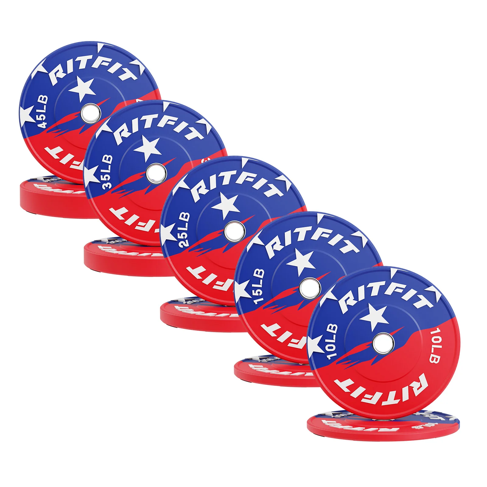 RitFit Patriotic Color Bumper Plates 2 Inch Olympic Rubber Weight Plates - Image 12