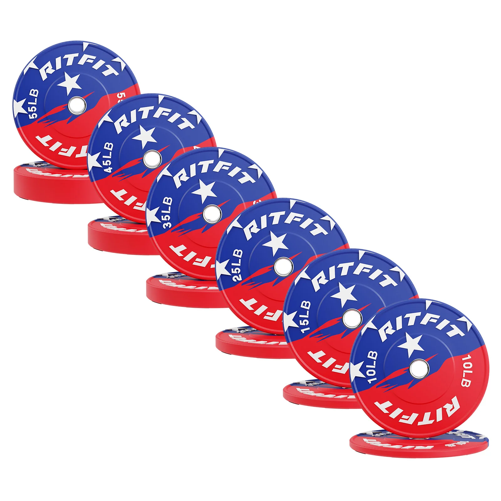 RitFit Patriotic Color Bumper Plates 2 Inch Olympic Rubber Weight Plates - Image 13