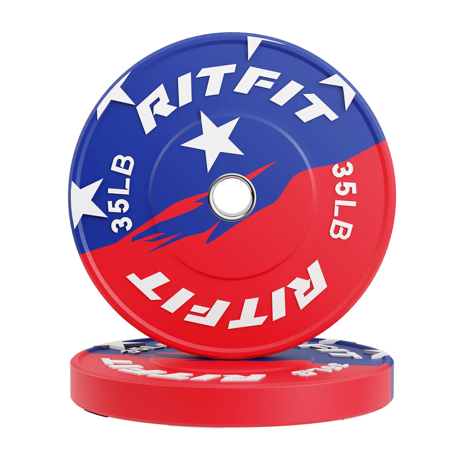 RitFit Patriotic Color Bumper Plates 2 Inch Olympic Rubber Weight Plates - Image 7