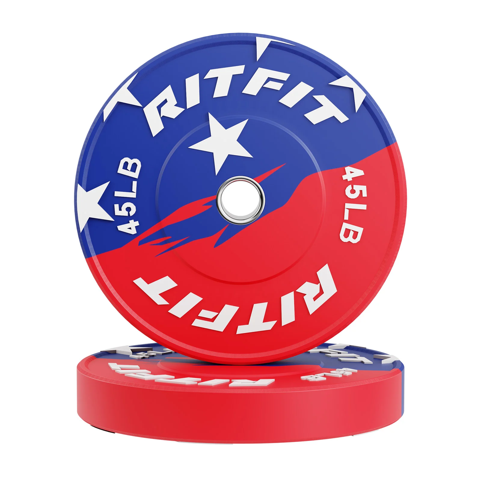 RitFit Patriotic Color Bumper Plates 2 Inch Olympic Rubber Weight Plates - Image 8