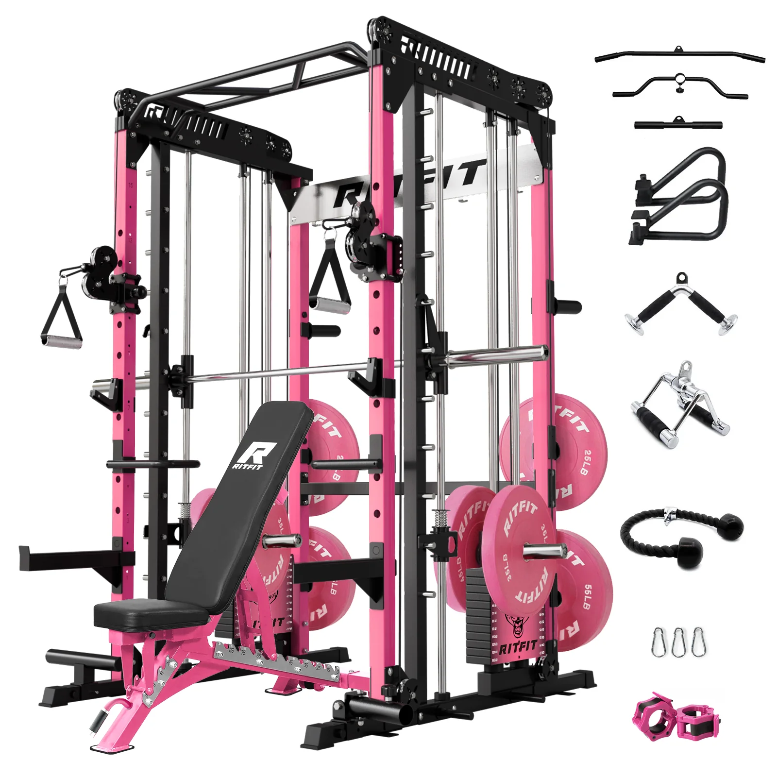 RitFit Pink M1 PRO Multi-Functional Smith Machine Home Gym Package - Image 12