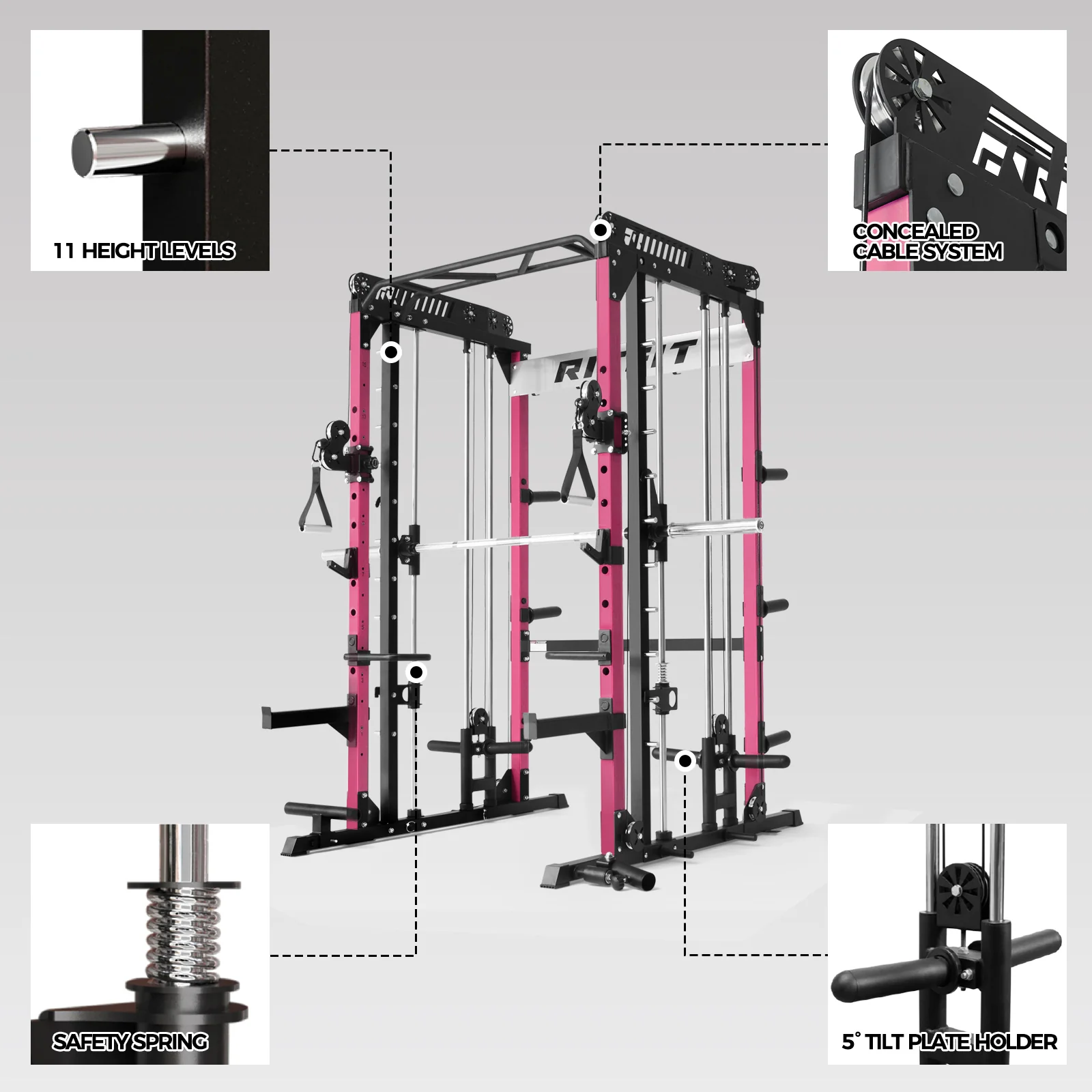 RitFit Pink M1 PRO Multi-Functional Smith Machine Home Gym Package - Image 7